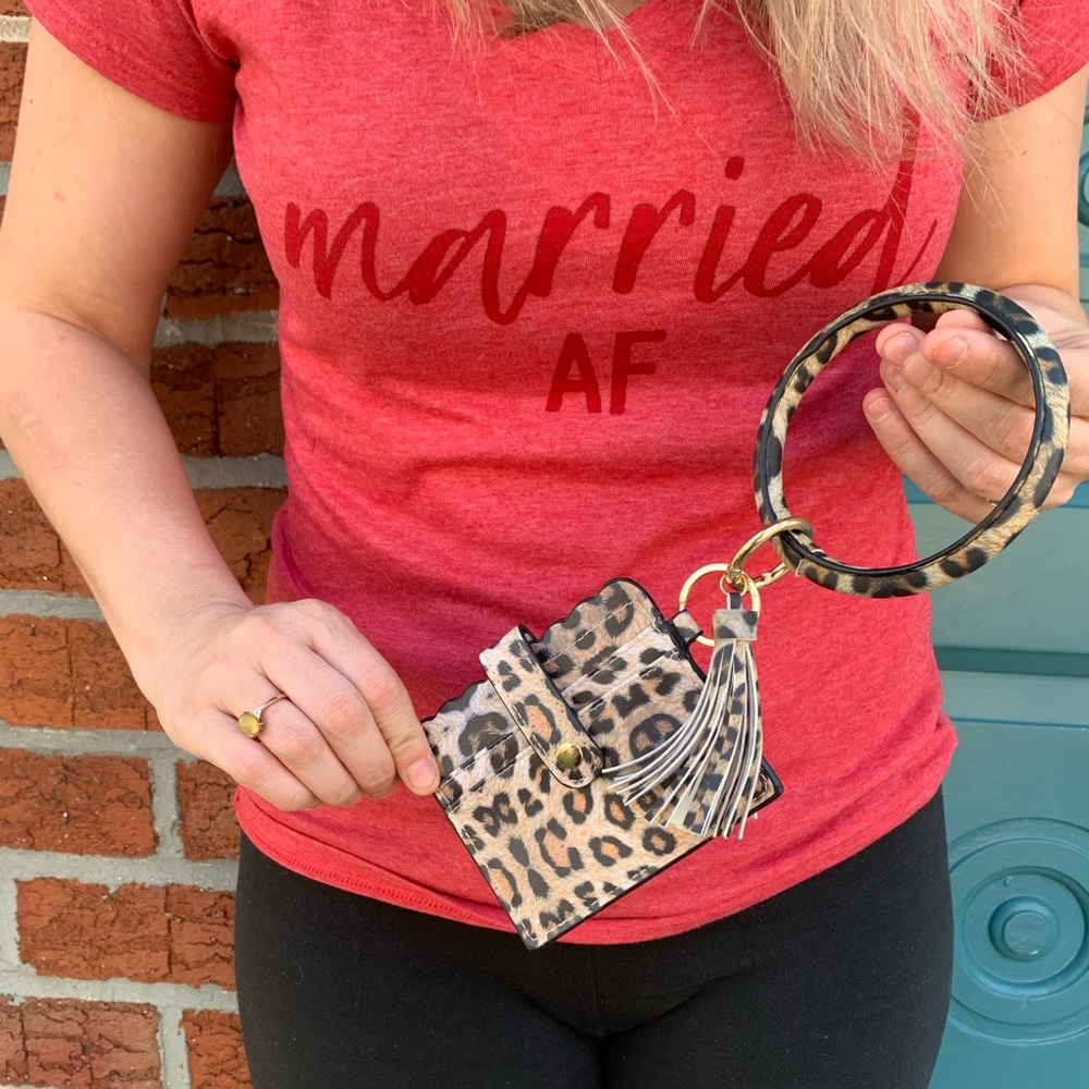 Leopard print card wristlet